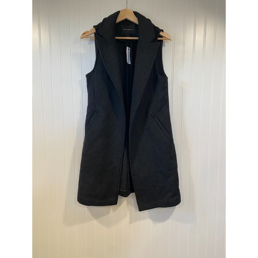 Banana Republic Vest Women's Small Black Wool Vest Long, NWT, Western Preppy